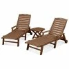 New 🎁 POLYWOOD Nautical 3-Piece Chaise Set, Teak 💯