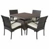 Outlet ✨ GDFStudio GDF Studio 5-Piece Carmela Outdoor Multibrown PE Wicker Square Dining Set 😉