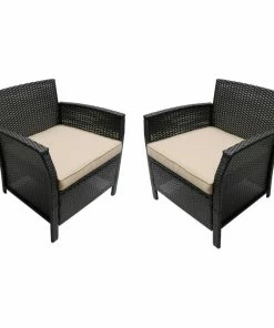 Outlet 🥰 GDFStudio GDF Studio Tori Outdoor Wicker Club Chairs, Brown/Tan, Set Of 2 ❤️