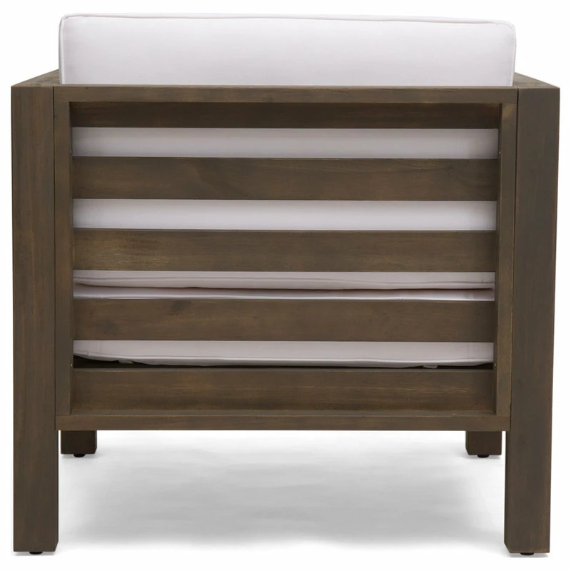 Brand new โ๏ธ GDFStudio Louise Outdoor Acacia Wood Club Chairs With Cushions, Set Of 2, White โ๏ธ - Image 11