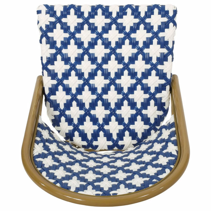 Brand new 🥰 GDFStudio Bronson Outdoor French Bistro Chair, Set Of 2, Blue/White/Bamboo Print Finish 🌟 - Image 6