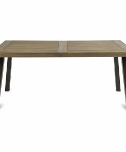 Best Sale ❤️ GDFStudio GDF Studio Mika Outdoor Finish Acacia Wood Dining Table With Metal Legs, Gray/Ru 😉