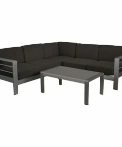 Cheapest ๐ฅ GDFStudio GDF Studio 4-Piece Coral Bay Outdoor Gray Aluminum V-Shape Sectional Sofa Set ๐