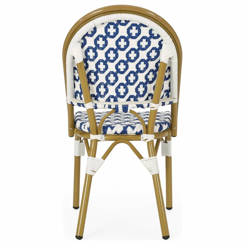 Brand new 🥰 GDFStudio Bronson Outdoor French Bistro Chair, Set Of 2, Blue/White/Bamboo Print Finish 🌟 - Image 7