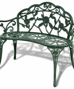 Cheapest 😍 Vida XL LLC VidaXL Patio Bench 39.4" Cast Aluminum Green Garden Rose Porch Park Chair ✔️
