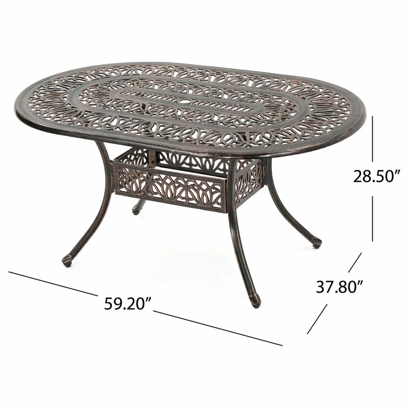 Top 10 ๐ GDFStudio GDF Studio Outdoor Cast Aluminum 6-seater Oval Dining Table ๐ - Image 3