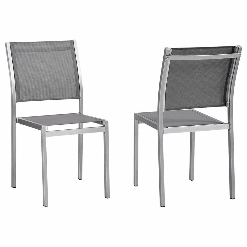 Best Pirce π LexMod Shore Side Chair Outdoor Aluminum, Set Of 2, Silver Gray π - Image 7