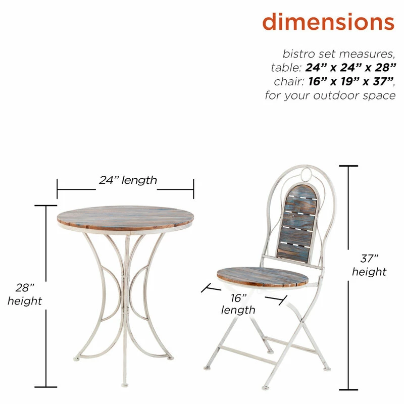 Discount 🛒 Alpine Corporation Alpine Patio Garden Table And Two Chairs Bistro Set, 28" 🥰 - Image 3