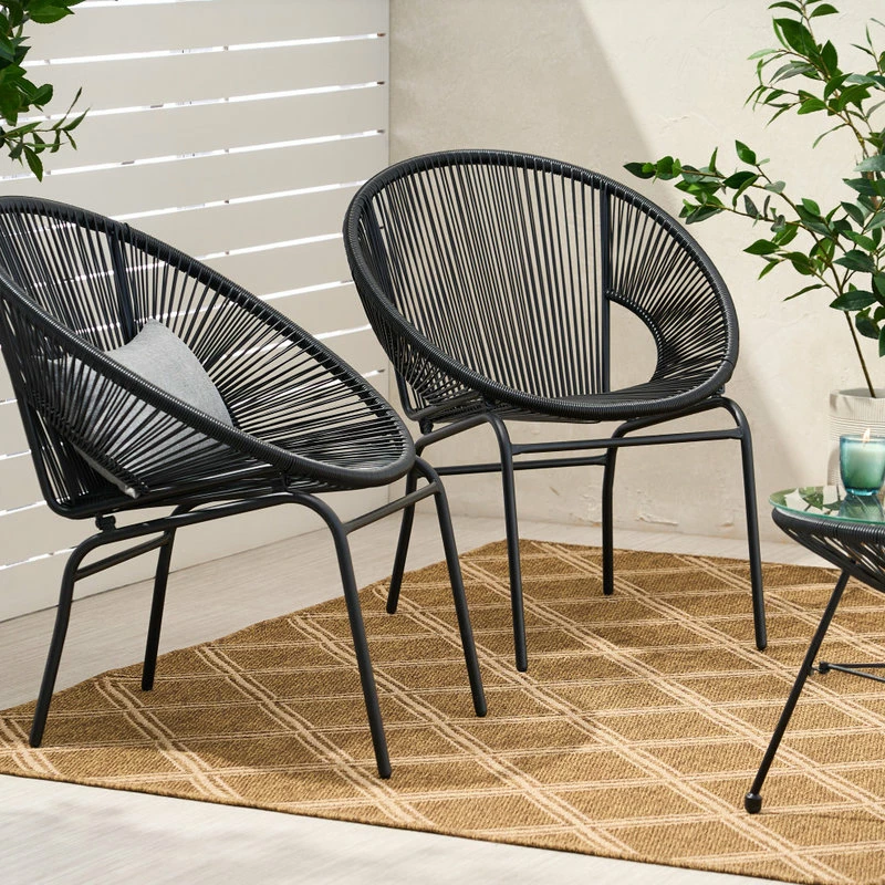Best reviews of 😍 GDFStudio Carolina Outdoor Modern Faux Rattan Club Chair, Set Of 2, Black 🤩 - Image 2