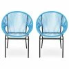 Outlet 🔥 GDFStudio Carolina Outdoor Modern Faux Rattan Club Chair, Set Of 2, Blue/Black 🔔