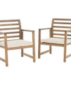 Brand new โจ GDFStudio Emilano Outdoor Acacia Wood Club Chair With Water Resistant Cushions, Set Of 2 โ๏ธ
