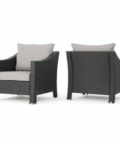 Discount 🎁 GDFStudio GDF Studio Cortez Outdoor Wicker Club Chair, Water Resistant Cushions, Set Of 2 🎉