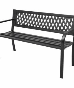 Best deal 🤩 Vida XL LLC VidaXL Patio Bench Steel Garden Backyard Park Porch Garden Chair Deck Seat 💯