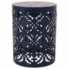 Discount ✔️ GDFStudio Misael Outdoor Lace Cut Side Table With Tile Top, Dark Blue/Multi-Color ✨