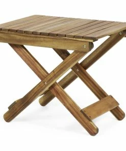 Coupon 🥰 GDFStudio Simeon Outdoor Folding Side Table, Natural ⌛