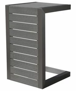 Deals 🧨 GDFStudio GDF Studio Crested Bay Outdoor Gray Aluminum C-Shaped Side Table ⌛