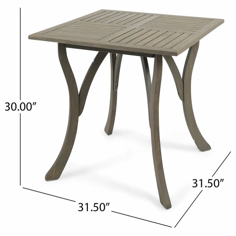 Best deal 🔥 GDFStudio GDF Studio Baia Outdoor Acacia Wood Square Dining Table, Gray 🎁 - Image 3