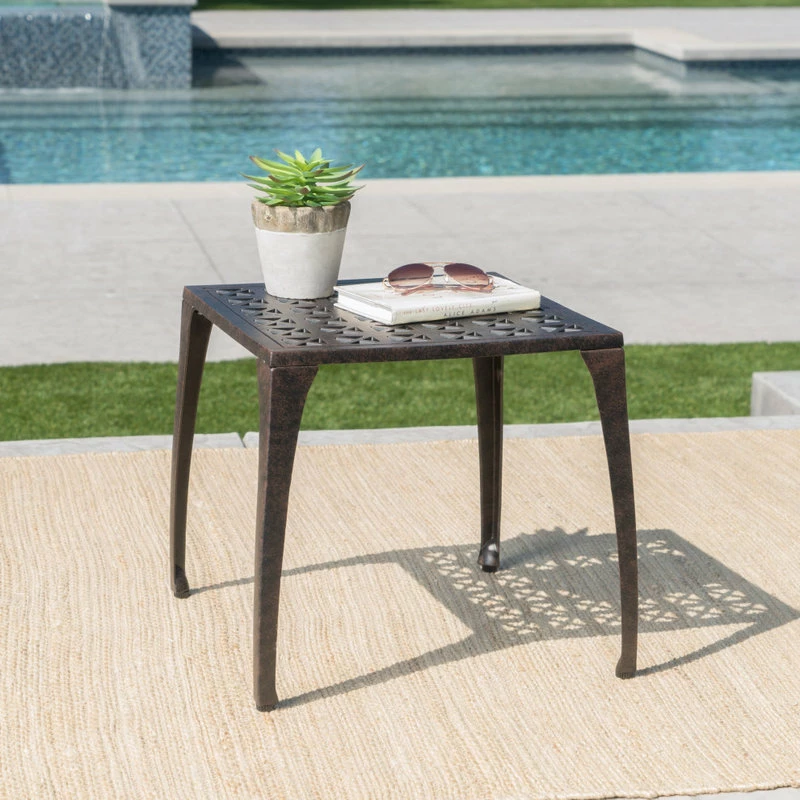 New โญ GDFStudio GDF Studio Kata Outdoor 18" Bronze Finished Cast Aluminum Side Table ๐ - Image 2
