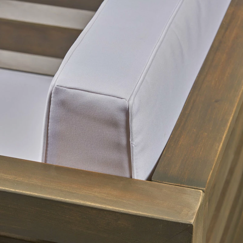 Brand new โ๏ธ GDFStudio Louise Outdoor Acacia Wood Club Chairs With Cushions, Set Of 2, White โ๏ธ - Image 6