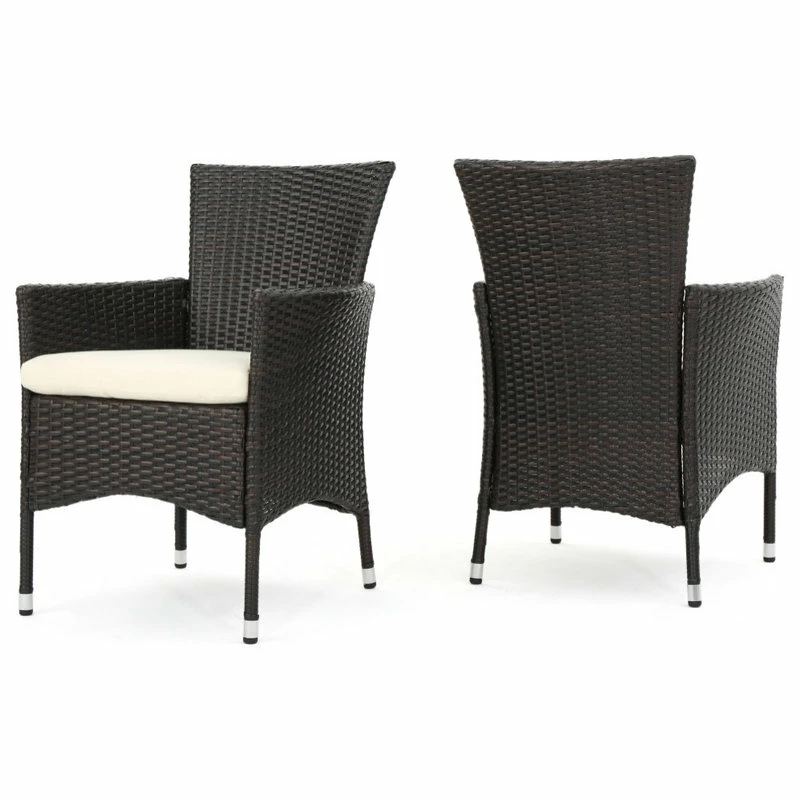Flash Sale 😀 GDFStudio GDF Studio Clementine Outdoor Multibrown PE Wicker Dining Chairs, Set Of 2 😍