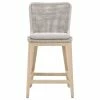 Promo 🔥 EFL Mesh Outdoor Counter Stool Taupe & White Flat Rope Gray Teak Pumice ✔️