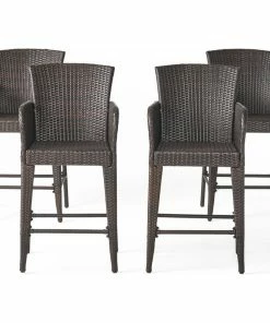 Cheap ⌛ GDFStudio GDF Studio Bheleso Outdoor Multi-Brown Wicker Bar Stools, Set Of 4 😉