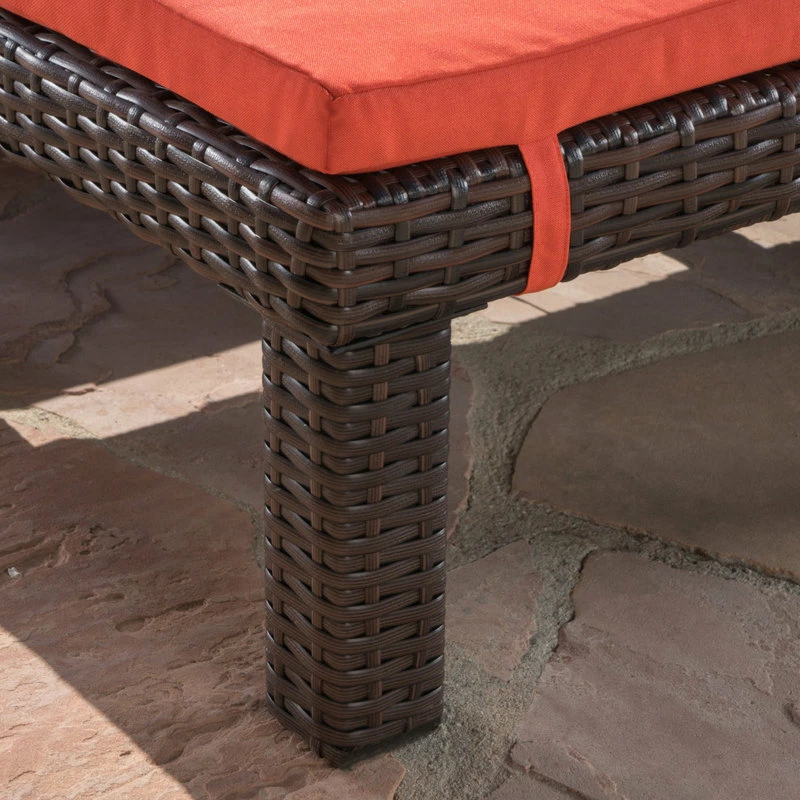 Cheapest ๐ GDFStudio GDF Studio Joyce Outdoor Wicker Chaise Lounge With Cushion, Orange, Set Of 2 ๐ - Image 8