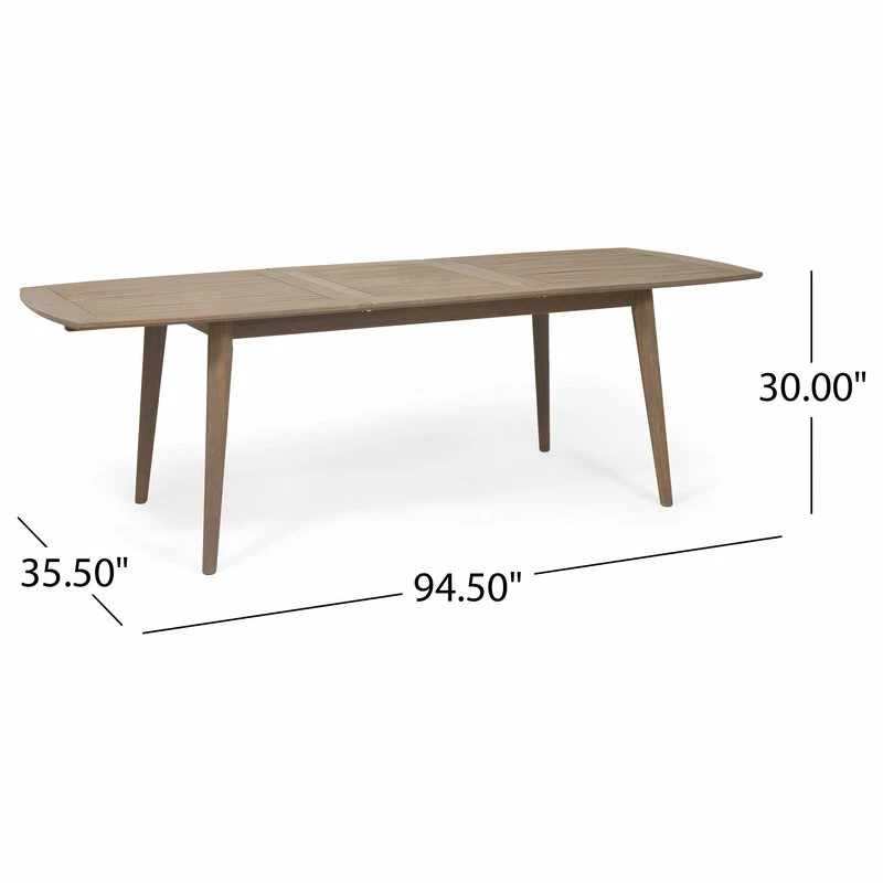 New ๐ GDFStudio Candance Outdoor Acacia Wood Expandable Dining Table, Gray ๐ - Image 3