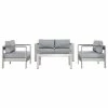 Wholesale ✨ Modway Shore 4 Piece Outdoor Patio Aluminum Sectional Sofa Set, Silver Gray 😉