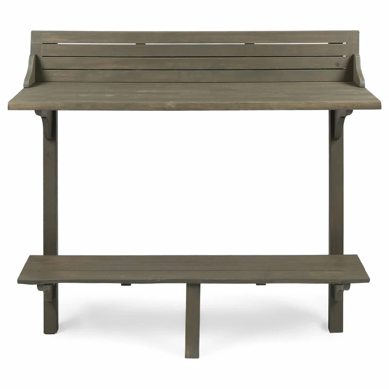 Flash Sale 🥰 GDFStudio GDF Studio 3-Piece Cassie Outdoor Acacia Wood Balcony Bar Set, Gray Finish 💯 - Image 8