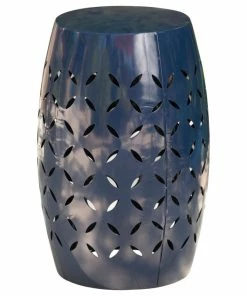 Best Sale 🌟 GDFStudio GDF Studio Lilly Outdoor 12" Iron Side Table, Dark Blue 😀