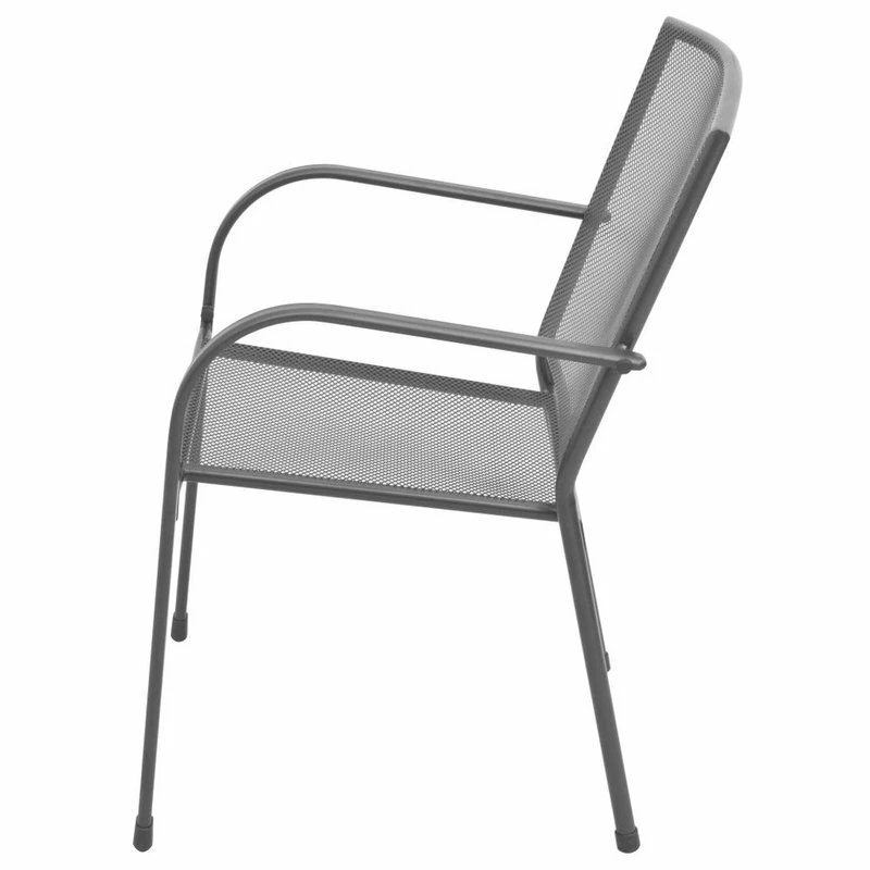 Discount 😍 Vida XL LLC VidaXL 2x Stackable Patio Chairs Steel Gray Outdoor Garden Dining Mesh Seats 🔔 - Image 4