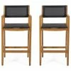 Outlet 🧨 GDFStudio Santana Outdoor Acacia Wood Barstools With Outdoor Mesh, Set Of 2 🤩