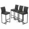 Budget 😍 GDFStudio GDF Studio Conrad Outdoor Patio Gray Wicker Barstools, Set Of 4 💯