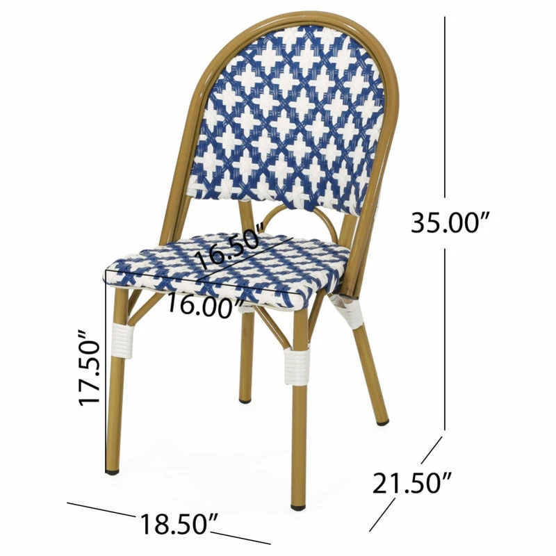 Brand new 🥰 GDFStudio Bronson Outdoor French Bistro Chair, Set Of 2, Blue/White/Bamboo Print Finish 🌟 - Image 11