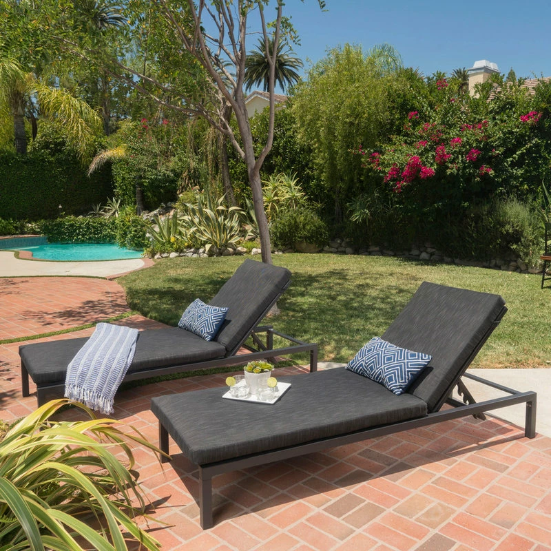 Buy ๐ฏ GDFStudio GDF Studio Jerry Outdoor Chaise Lounges With Black Aluminum Frame, Set Of 4 ๐ - Image 2