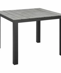 Budget 👍 LexMod Maine 40" Outdoor Aluminum Dining Table, Brown Gray 😉