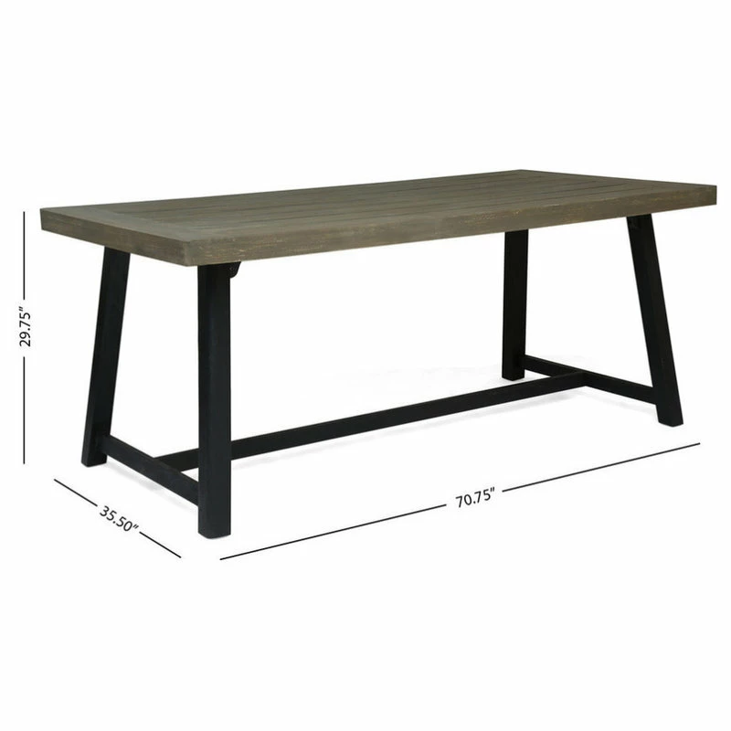 Budget ๐งจ GDFStudio GDF Studio Toby Outdoor Acacia Wood Dining Table, Sandlblast Gray /Black โญ - Image 3