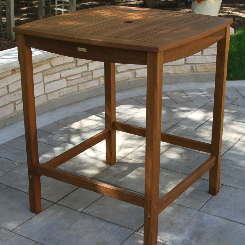 Wholesale 👍 Outdoor Interiors 5-Piece Square Eucalyptus Bar Height Dining Set With Bar Chairs ⭐ - Image 3