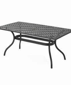 Deals 🥰 GDFStudio GDF Studio Taylor Cast Aluminum Rectangle Table, Black Sand 🌟