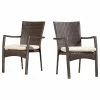Discount 🔥 GDFStudio GDF Studio Melba Outdoor Wicker Dining Chairs With Beige Cushions, Set Of 2 😍