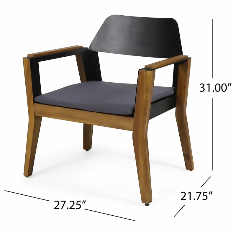 Buy 🎉 GDFStudio Brayson Outdoor Acacia Wood Club Chairs With Cushion, Set Of 2 👍 - Image 10