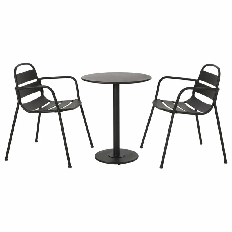 Outlet ๐ GDFStudio Keairns Outdoor 3 Piece Bistro Set, Matte Black ๐งจ
