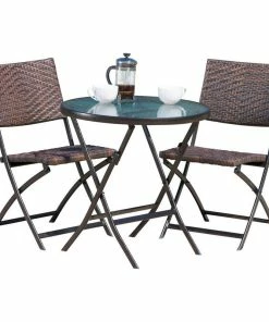 Coupon 💯 GDFStudio GDF Studio 3-Piece Cantinela Outdoor Wicker Folding Bistro Set 👍