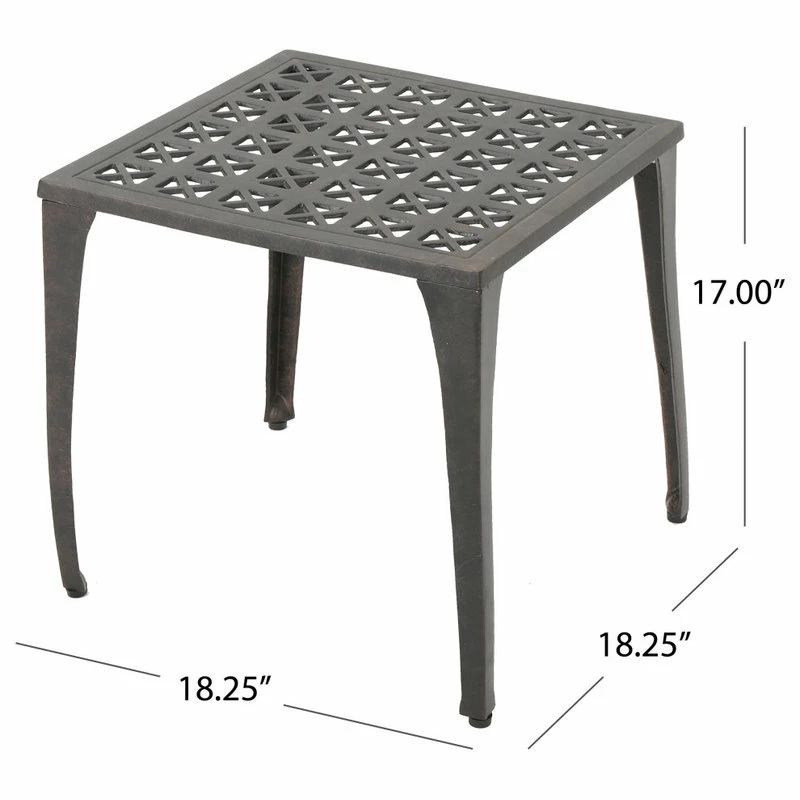 New โญ GDFStudio GDF Studio Kata Outdoor 18" Bronze Finished Cast Aluminum Side Table ๐ - Image 3