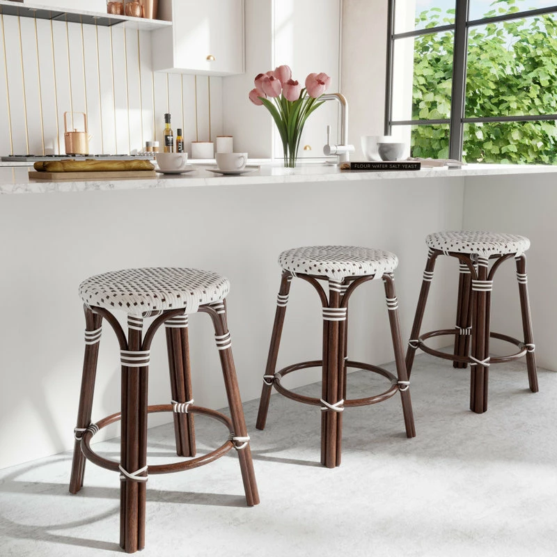 Best Pirce 🛒 Butler Specialty Company Tobias Brown And White Rattan Counter Stool 🥰