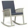 Hot Sale ✨ GDFStudio Beulah Outdoor Acacia Wood Rocking Chair, Light Gray Finish, Dark Gray ⭐