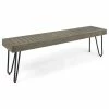 Outlet 🎉 GDFStudio GDF Studio Abbet Outdoor Industrial Wood And Metal Bench, Gray/Black Metal ⭐