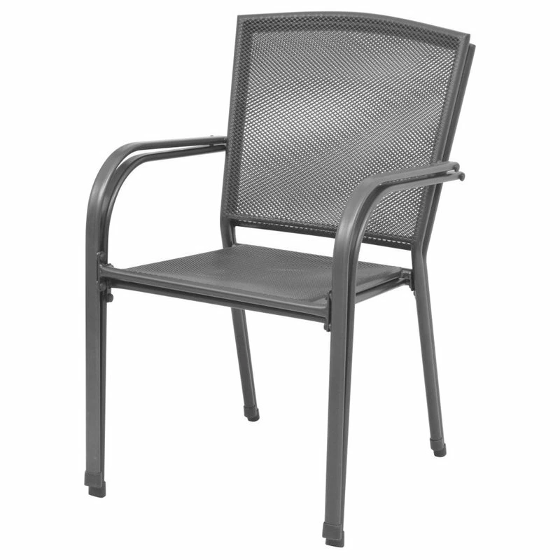 Discount 😍 Vida XL LLC VidaXL 2x Stackable Patio Chairs Steel Gray Outdoor Garden Dining Mesh Seats 🔔 - Image 3