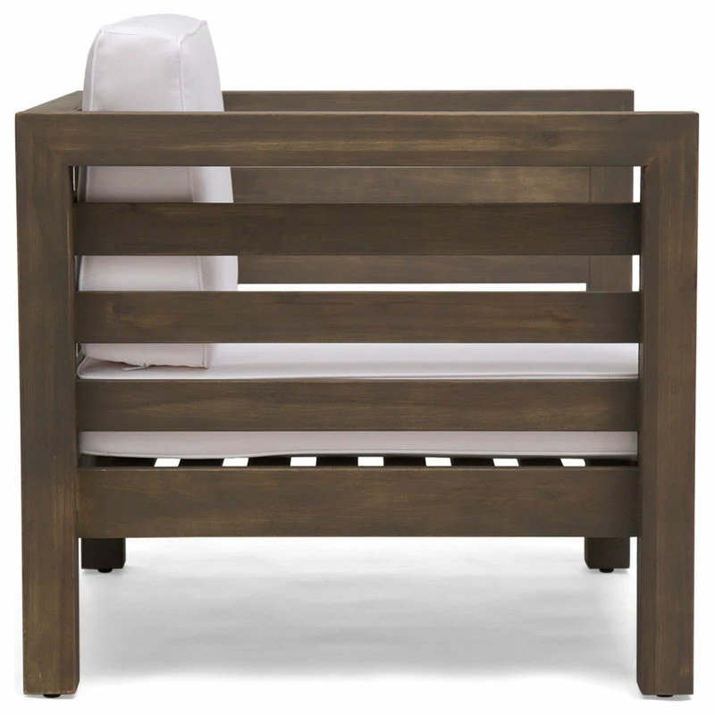 Brand new โ๏ธ GDFStudio Louise Outdoor Acacia Wood Club Chairs With Cushions, Set Of 2, White โ๏ธ - Image 10